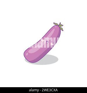 Cute funny eggplant vegetable cartoon kawaii style,eggplant vegetable mascots isolated on white background vector illustration Stock Vector