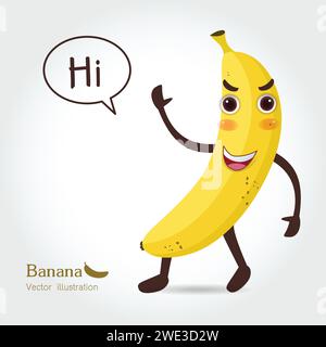 Banana vector icon cartoon style isolated on white-yellow background. Banana vector illustration. Banana isolated black and color icons vector silhoue Stock Vector