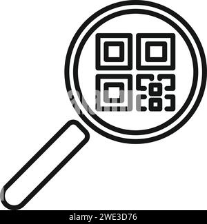 Magnifier bar code icon outline vector. Sign design device. Hold symbol bar Stock Vector