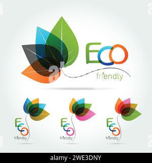 Green leaf logo design. Four leaves health environmental logo. Green Leaf logo, health icon on white background vector illustration Stock Vector