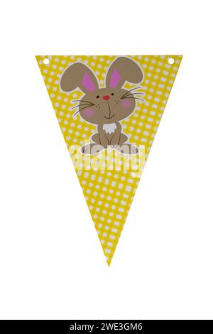 Easter decorations, Easter bunting with Easter bunny rabbit on isolated on white background Stock Photo