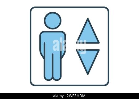 elevator icon. icon related to indoor navigation in public spaces. flat line icon style. element illustration Stock Vector