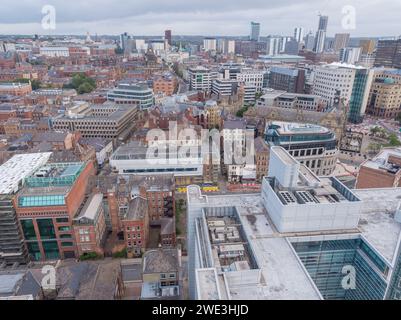 Aerial image of 1 City Square, Leeds Town Hall, Park Place, Majestic and the wider Leeds city centre, Yorkshire, UK Stock Photo
