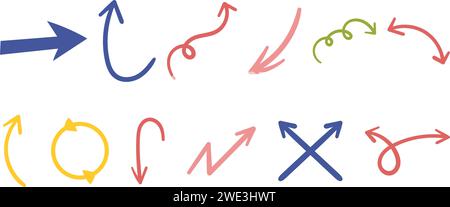 Hand-Drawn Freehand Emphasis Arrows, Swirls, and Doodles. Great for Adding a Playful and Informative Element to Graphs, Charts, and Educational Materi Stock Vector