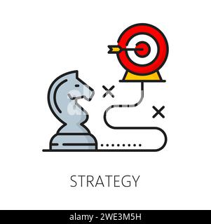 SEM strategy icon for search engine marketing and content management, vector line pictogram. Target audience reach strategy and website search optimization planning for web advertising in outline icon Stock Vector