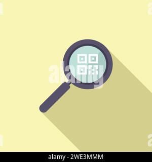 Magnifier bar code icon flat vector. Sign design device. Hold symbol bar Stock Vector