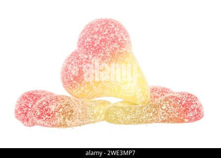Jelly fizzy cherry sweets isolated on a white background Stock Photo