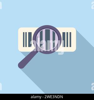 Scan magnifier glass icon flat vector. Ticket pay cell. Bar smart cellular Stock Vector