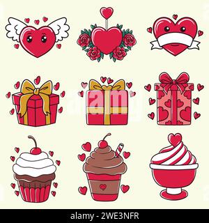Set valentine element collection vector illustration for your company or brand Stock Vector