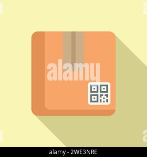 Parcel scan bar code icon flat vector. Sign pay cell. Smart bar Stock Vector