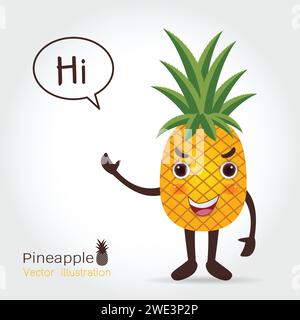 Pineapple vector icon cartoon style isolated on white background. Pineapple, fruit, food, vector flat style Stock Vector