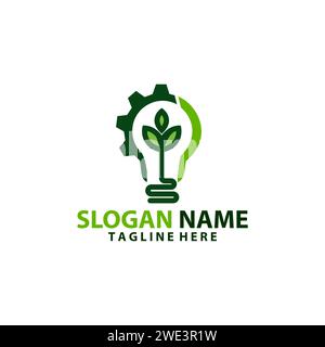 green light bulb industry logo design vector Stock Vector