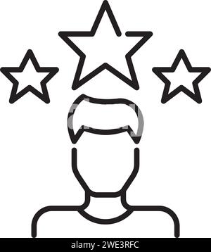 Man with three stars. High rating job candidate. Pixel perfect icon Stock Vector