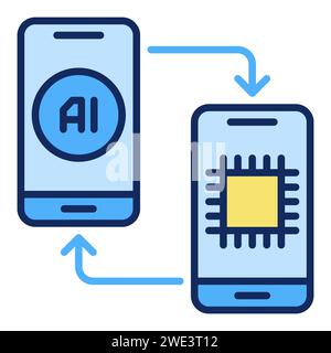 A pair of AI Smartphones vector Artificial Intelligence in Phones concept colored icon or logo element Stock Vector