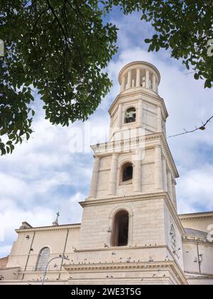 Bell tower at the papal basilica of St Paul outside the walls, Rome, Italy. Stock Photo