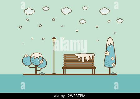 winter  Park. Natural landscape in the flat style. a beautiful park.Environmentally friendly natural landscape.Vector illustration Stock Vector