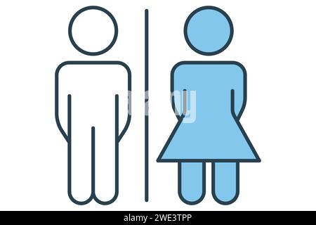 Restroom icon. icon related to public restroom facilities, public navigation. flat line icon style. element illustration Stock Vector