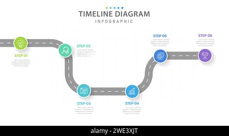 Infographics vector template with road map using pointers. Top view ...