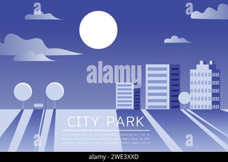 Beautiful City Park horizontal Nature landscape Natural landscape flat modern linear style. a beautiful park. Environmentally friendly natural landsca Stock Vector