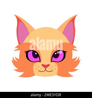 Cute Cat Head Cartoon Vector Illustration. Cat face avatar illustration design Stock Vector