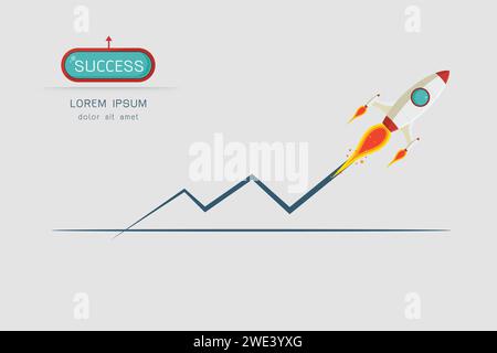 Rocket launch. Concept. Start up business and promotion for success. Rocket and the space infographic vector illustration Stock Vector