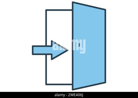 exit door icon. icon related to public navigation. flat line icon style. element illustration Stock Vector