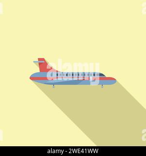 First class airplane travel icon flat vector. Window interior. Airline private Stock Vector