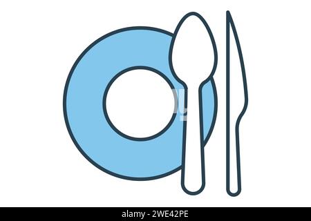 food court icon. icon related to public navigation. flat line icon style. element illustration Stock Vector