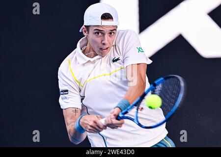 Melbourne, Australie. 22nd Jan, 2024. Arthur Cazaux of France during the Australian Open 2024, Grand Slam tennis tournament on January 22, 2024 at Melbourne Park in Melbourne, Australia - Photo Victor Joly/DPPI Credit: DPPI Media/Alamy Live News Stock Photo