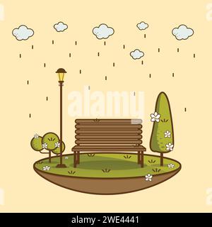 Background scene with rain in the park illustration Stock Vector Image ...