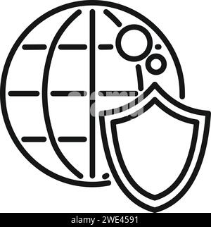 Global secured data icon outline vector. Privacy policy. Secure data use Stock Vector