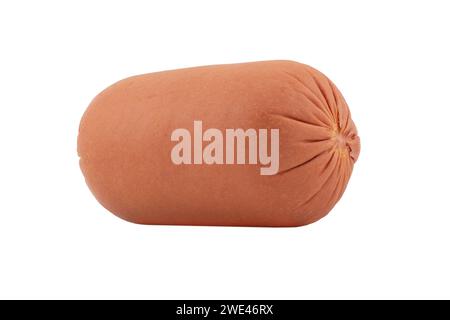 Tasty whole boiled sausage isolated on white background Stock Photo