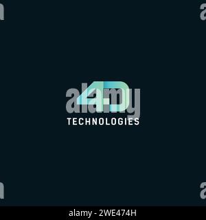 4D Logo Modern Design. 4D Icon vector Stock Vector