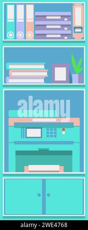 Cabinet office locker vector interior flat icon Stock Vector