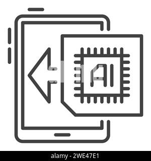 Tablet with Artificial Intelligence vector AI concept icon or symbol in outline style Stock Vector
