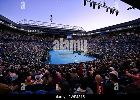 General ambiance or ambience illustration view of Rod Laver Arena with crowd during the Australian Open 2024, Grand Slam tennis tournament on January 22, 2024 at Melbourne Park in Melbourne, Australia - Photo Victor Joly / DPPI Stock Photo