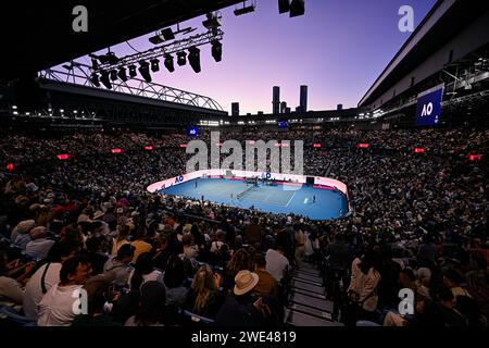 General ambiance or ambience illustration view of Rod Laver Arena with crowd during the Australian Open 2024, Grand Slam tennis tournament on January 22, 2024 at Melbourne Park in Melbourne, Australia - Photo Victor Joly / DPPI Stock Photo