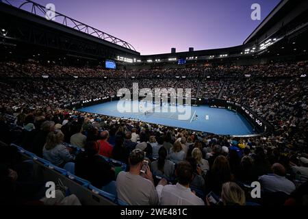 General ambiance or ambience illustration view of Rod Laver Arena with crowd during the Australian Open 2024, Grand Slam tennis tournament on January 22, 2024 at Melbourne Park in Melbourne, Australia - Photo Victor Joly / DPPI Stock Photo