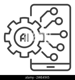 Cog Wheel and AI Smartphone vector Artificial Intelligence in Phone ...