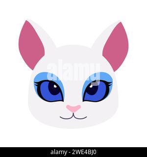 Cute Cat Head Cartoon Vector Illustration. Cat face avatar illustration design Stock Vector