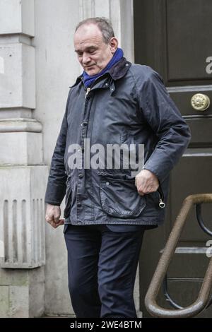 London, UK. 23rd Jan, 2024. Ed Davey, Leader of the Liberal Democrats and MP for Kingston and Surbiton exits Cabinet Office with Stephen Flynn after meetings. Credit: Imageplotter/Alamy Live News Stock Photo