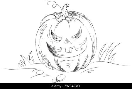 halloween pumpkin on a black-halloween motivation-coloring book Stock Vector