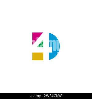 4D Logo Very Nice Combination Color. four logos Stock Vector