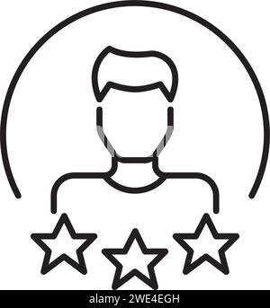 User star rating. Man with short hair. Pixel perfect icon Stock Vector