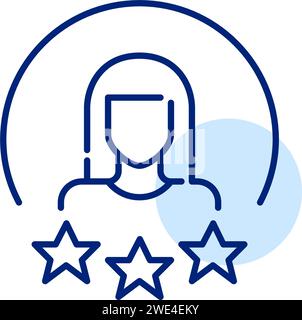 User star rating. Woman with long hair. Pixel perfect, editable stroke Stock Vector