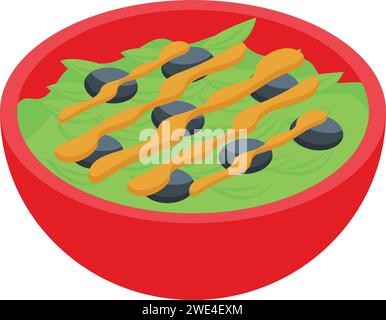 Tahini salad bowl icon isometric vector. Pita greek. Bread plate Stock Vector