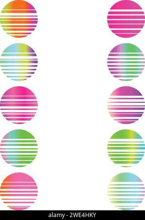 An abstract trendy cut out transparent retro neon circle design element. Stock Vector