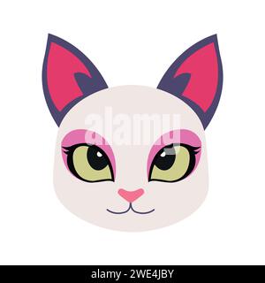 Cute Cat Head Cartoon Vector Illustration. Cat face avatar illustration design Stock Vector