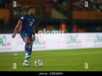 January 22 2024: Steven Moreira (Cap Verde) controls the ball during a African Cup of Nations Group B game, Egypt vs Cape Verde, at Stade Felix Houphouet-Boigny, Abidjan, Ivory Coast. Kim Price/CSM Stock Photo