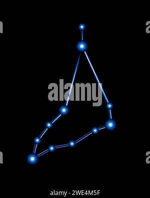 Vector isolated illustration of Capricorn constellation with neon effect. Stock Vector
